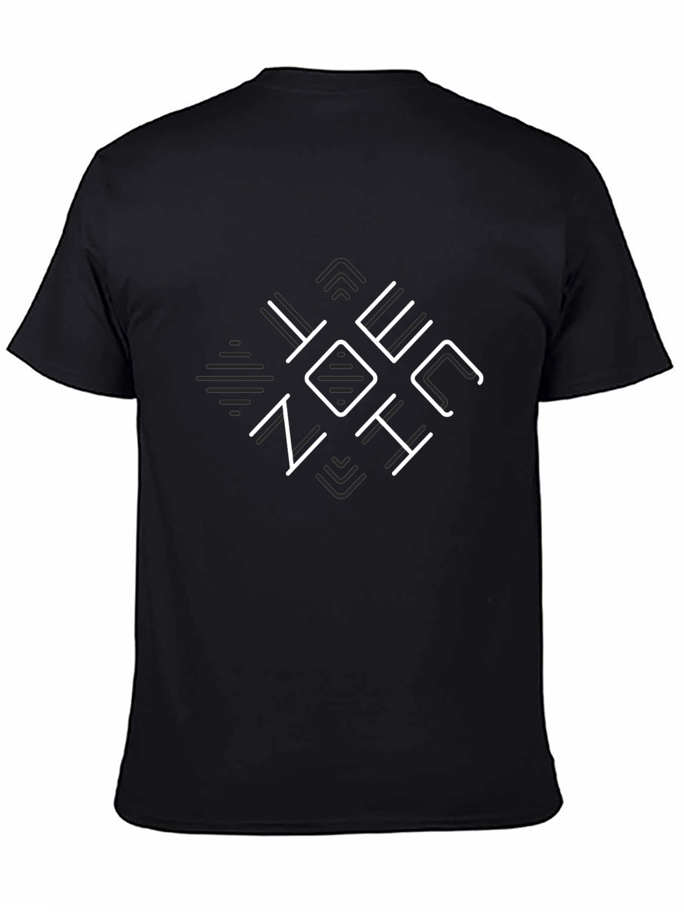 Mens Black Graphic T-Shirt - Geometric Design
