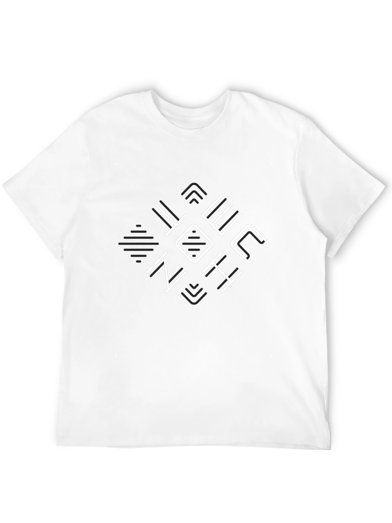 Mens Black Graphic T-Shirt - Geometric Design