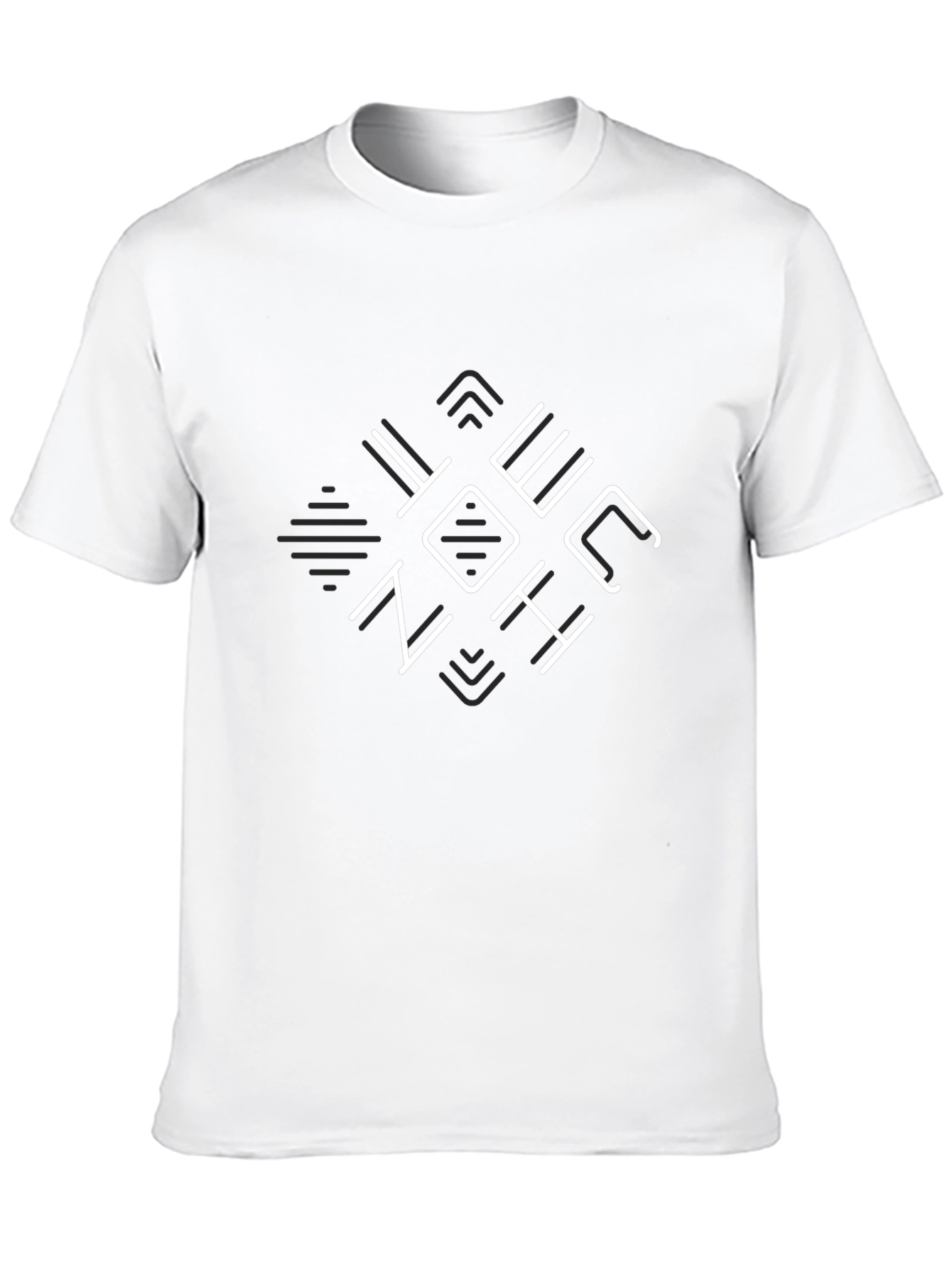 Mens Black Graphic T-Shirt - Geometric Design