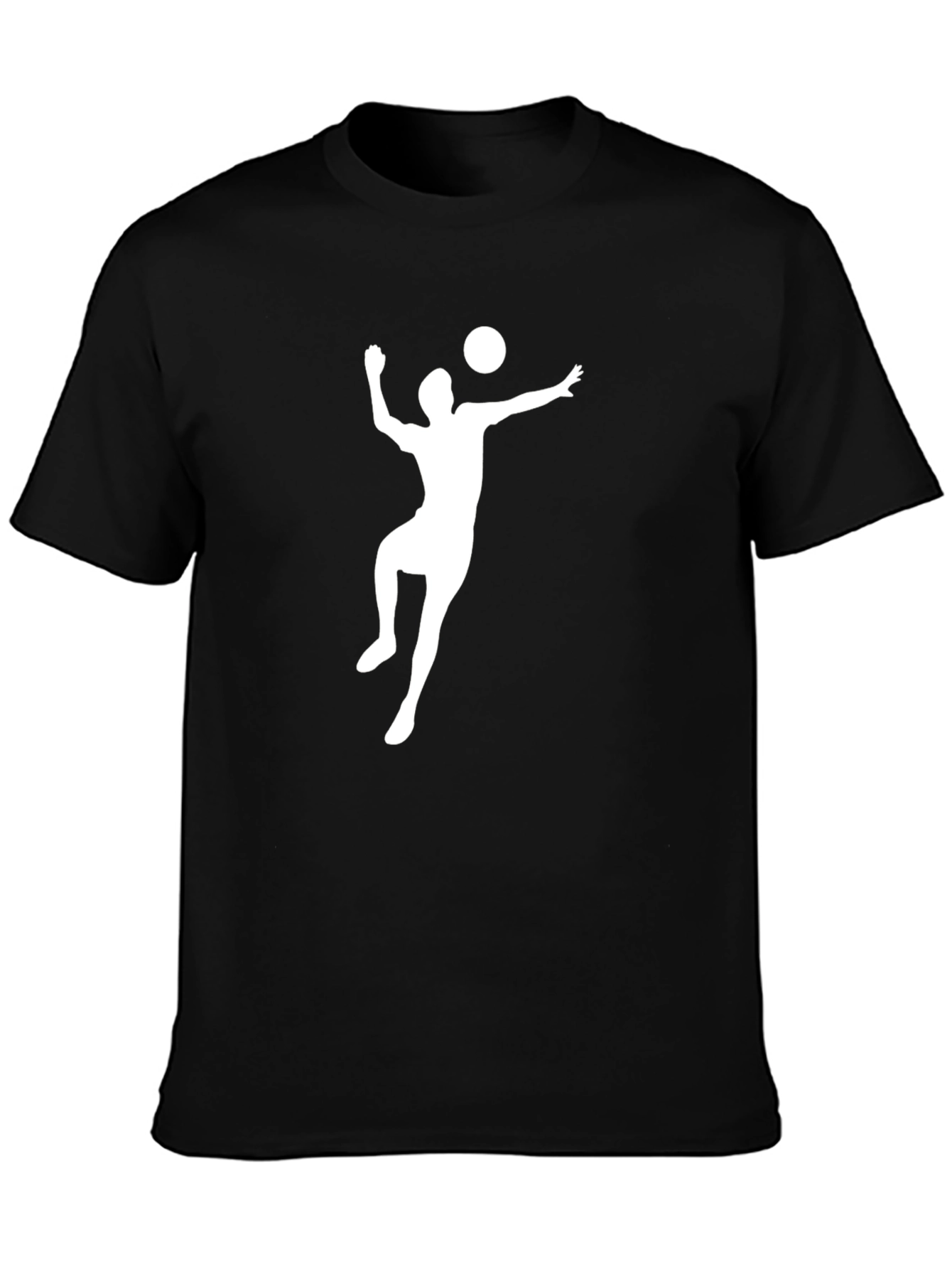 Volleyball Player Graphic Tee - Black Cotton T-Shirt