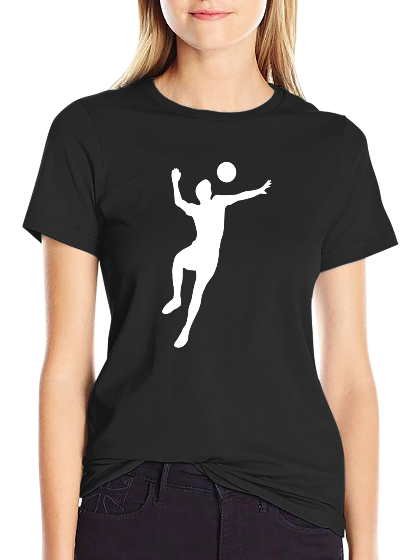 Volleyball Player Graphic Tee - Black Cotton T-Shirt