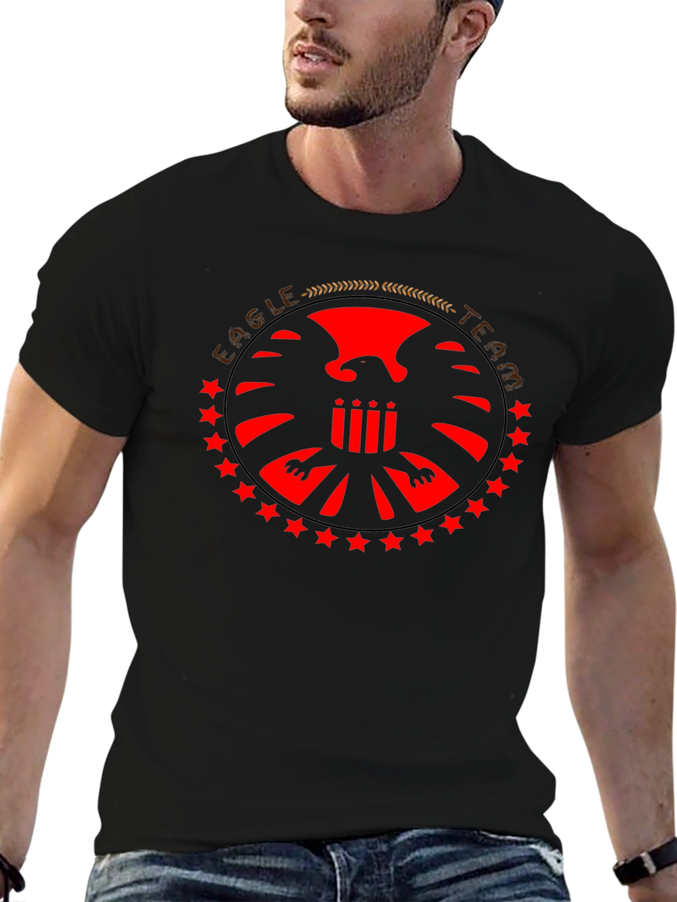 Eagle Team Graphic T-Shirt - Black Cotton Tee