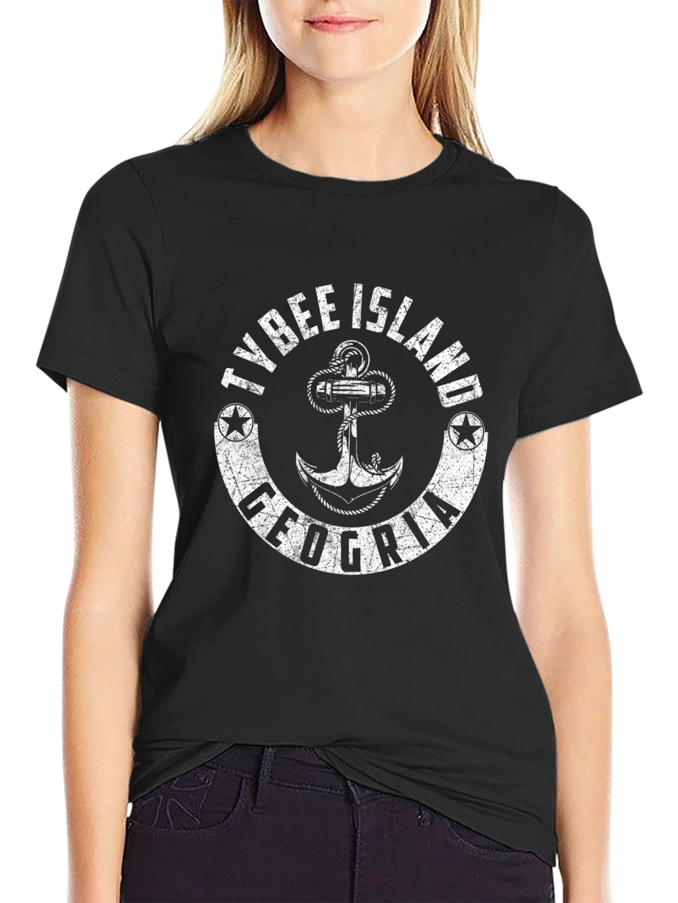 Tybee Island Georgia Anchor Graphic T-Shirt