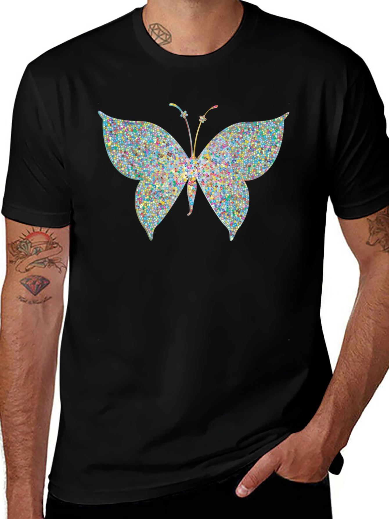 Butterfly Graphic Black T-Shirt - Stylish Mens Tee