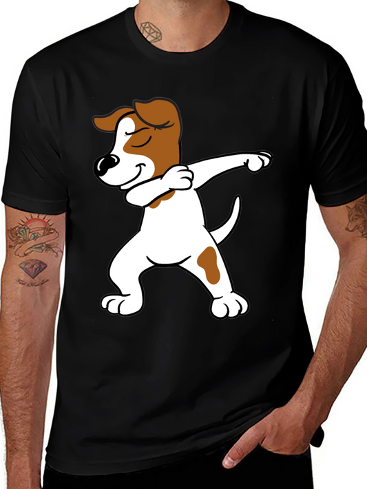 Dabbing Dog Graphic Tee - Black Cotton T-Shirt