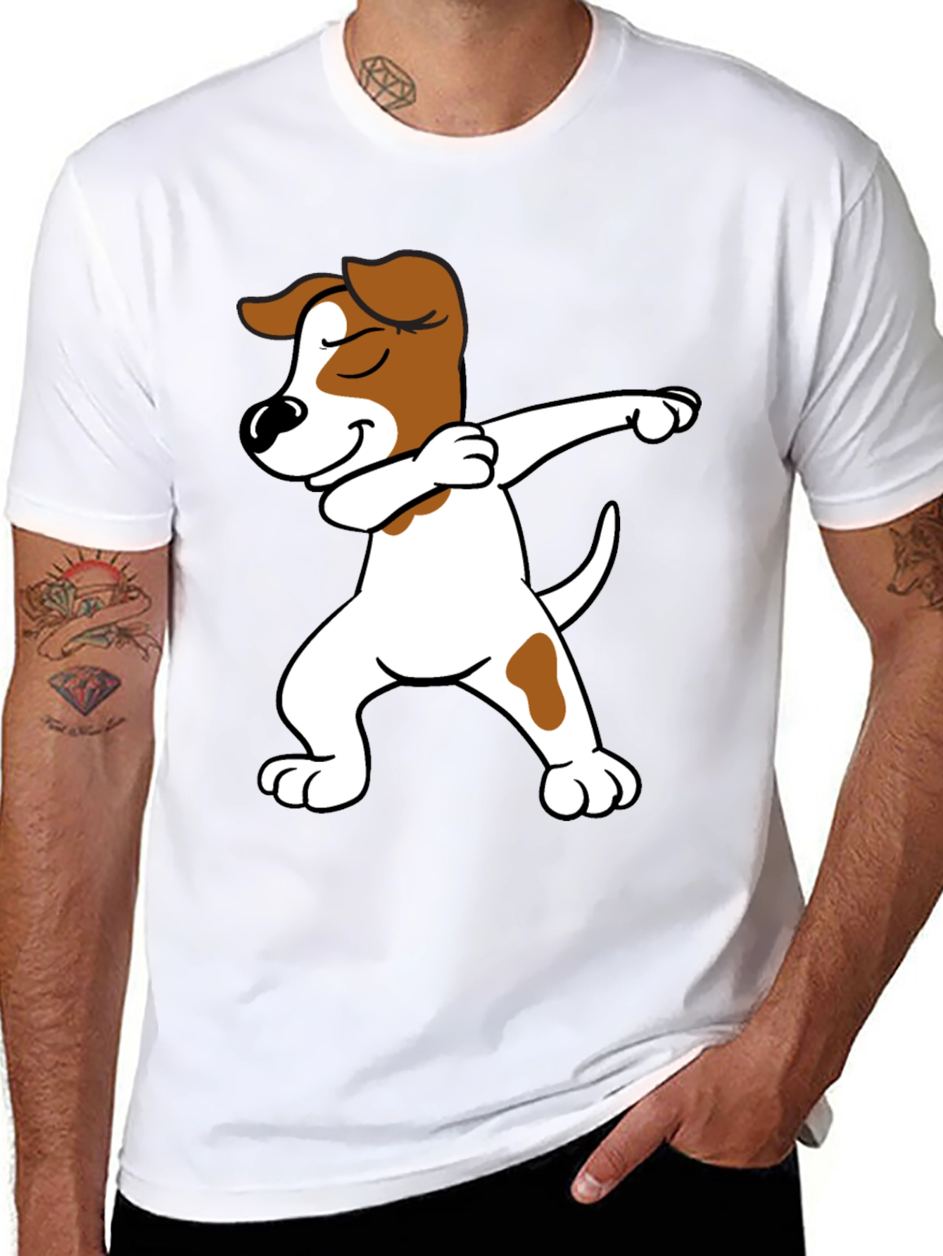 Dabbing Dog Graphic Tee - Black Cotton T-Shirt