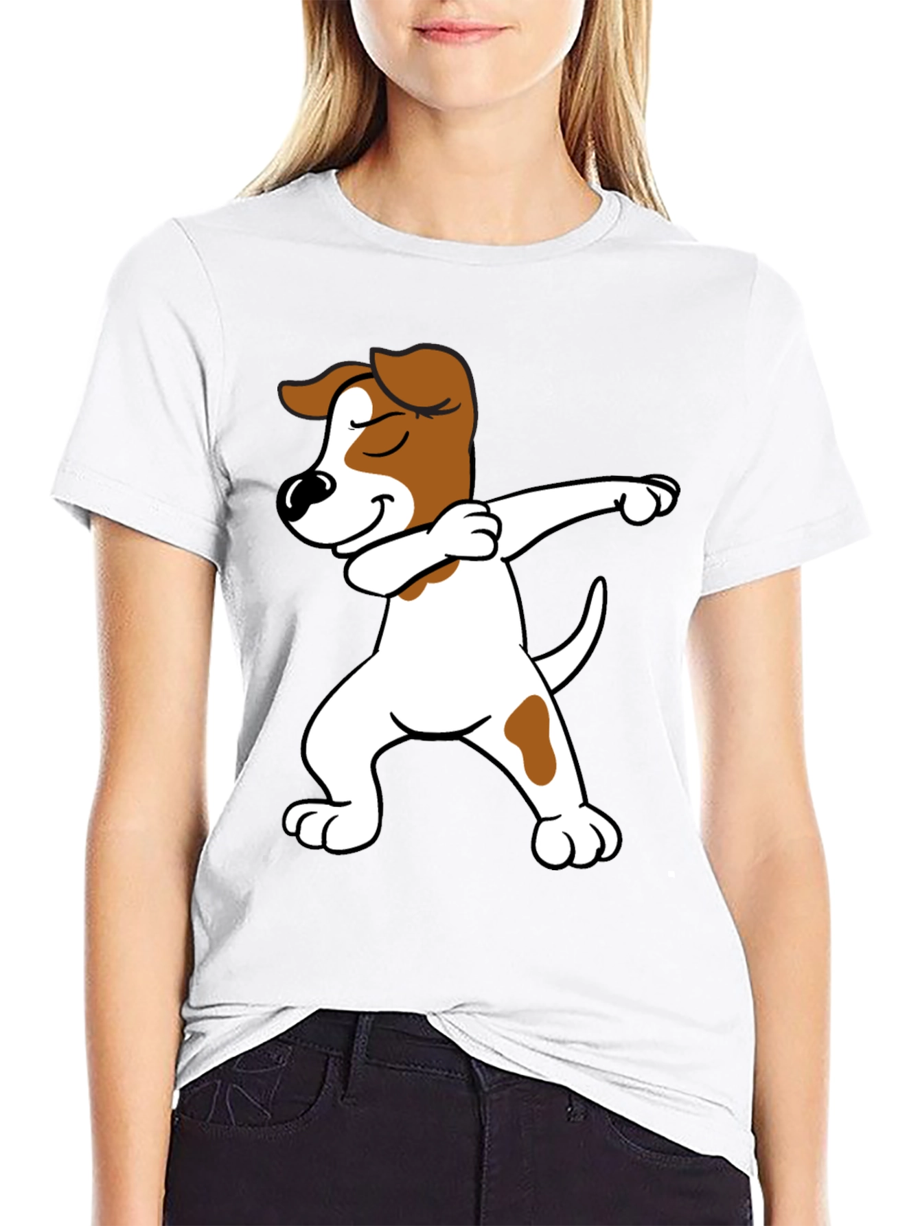 Dabbing Dog Graphic Tee - Black Cotton T-Shirt