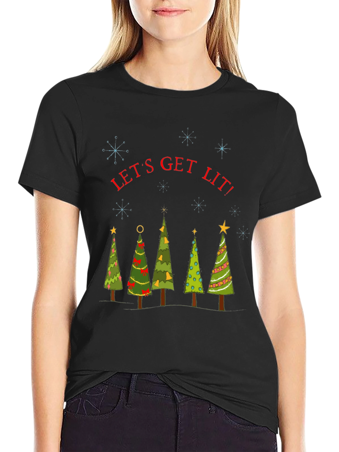 Lets Get Lit Christmas Trees T-Shirt