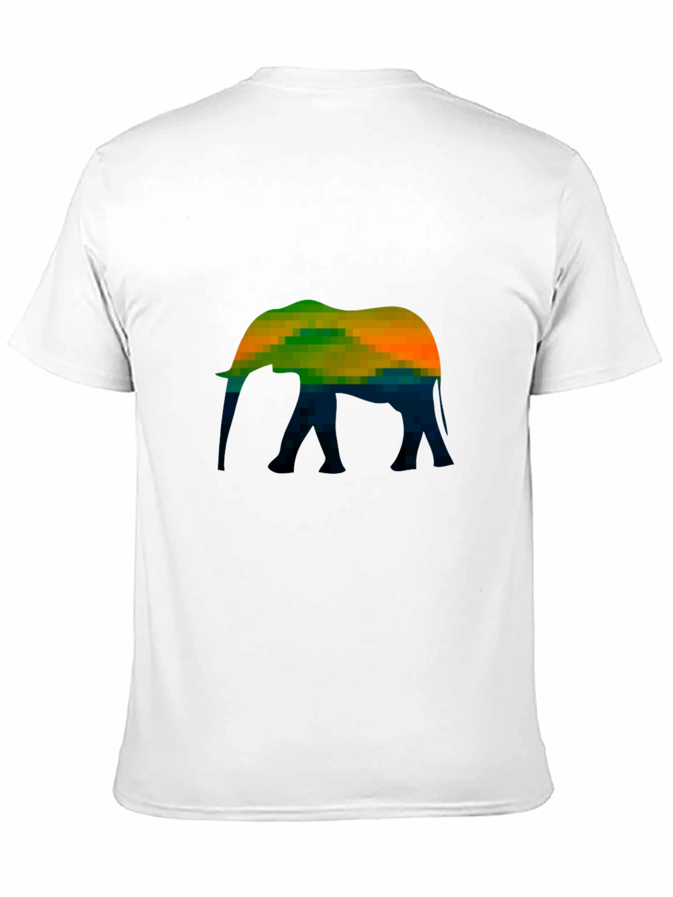 Pixelated Elephant Graphic Tee - Black Cotton Casual T-Shirt