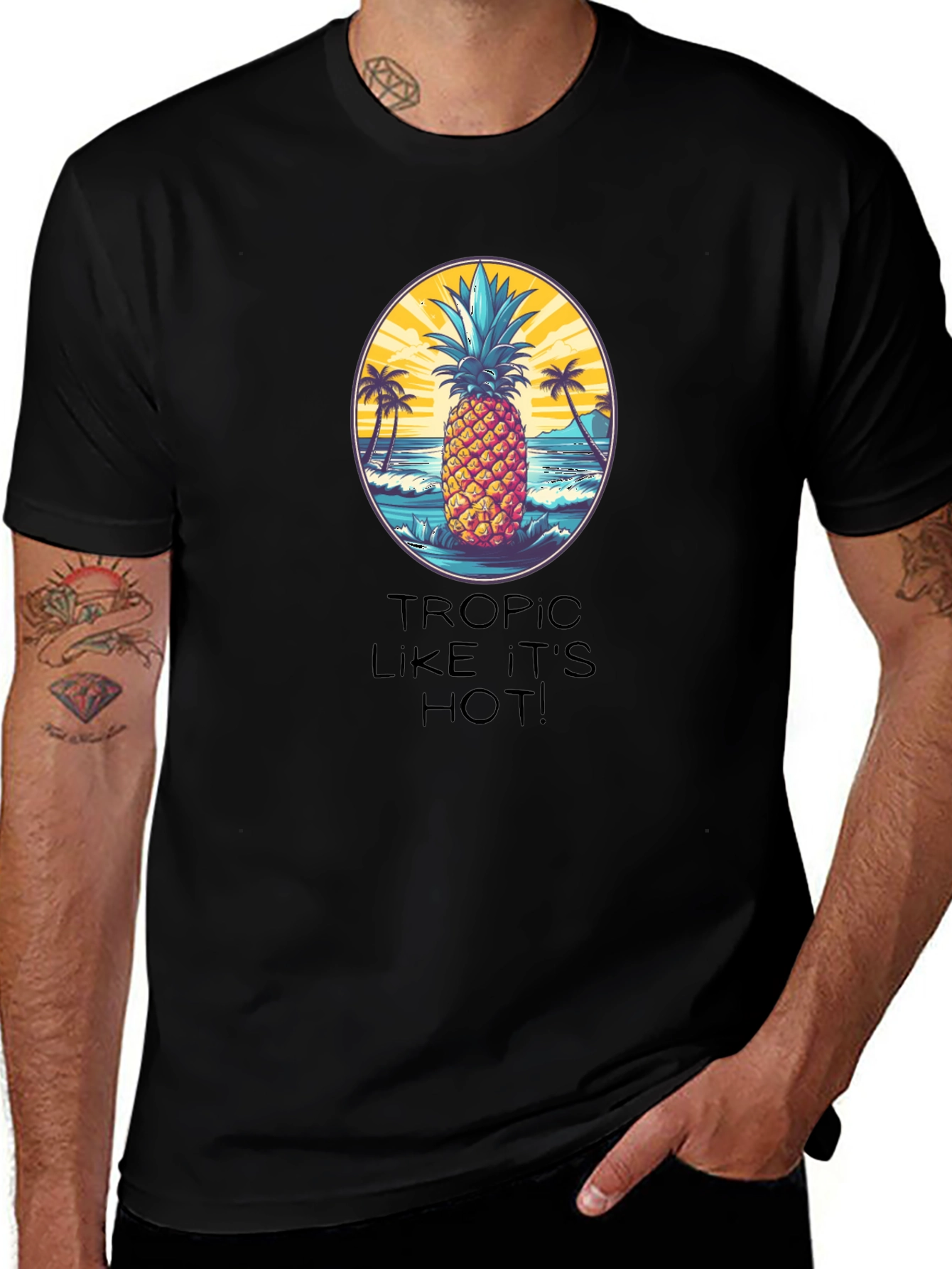 Tropical Pineapple Graphic T-Shirt - Beach Vibes