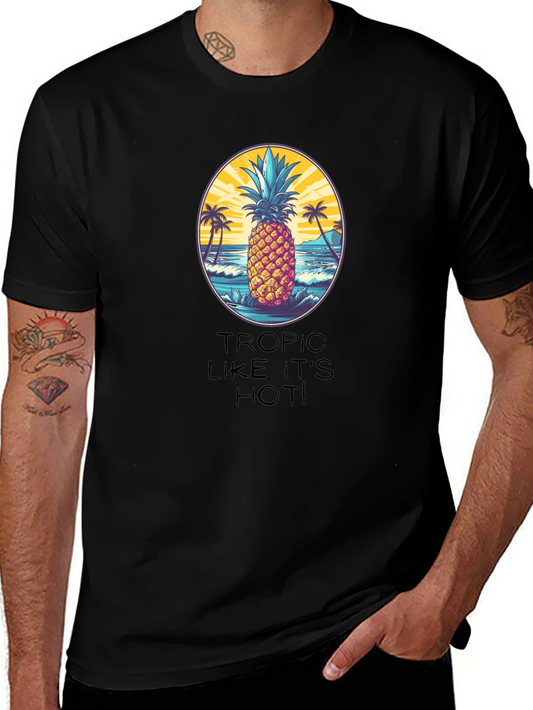 Tropical Pineapple Graphic T-Shirt - Beach Vibes