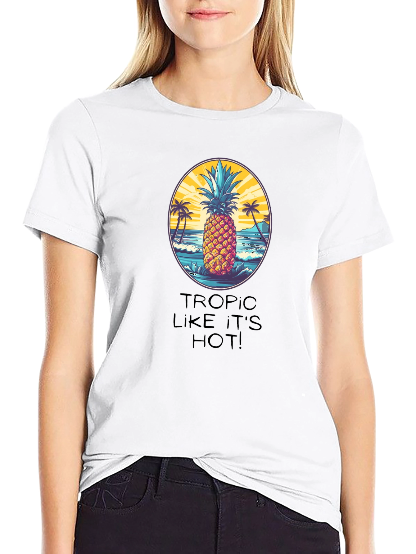 Tropical Pineapple Graphic T-Shirt - Beach Vibes