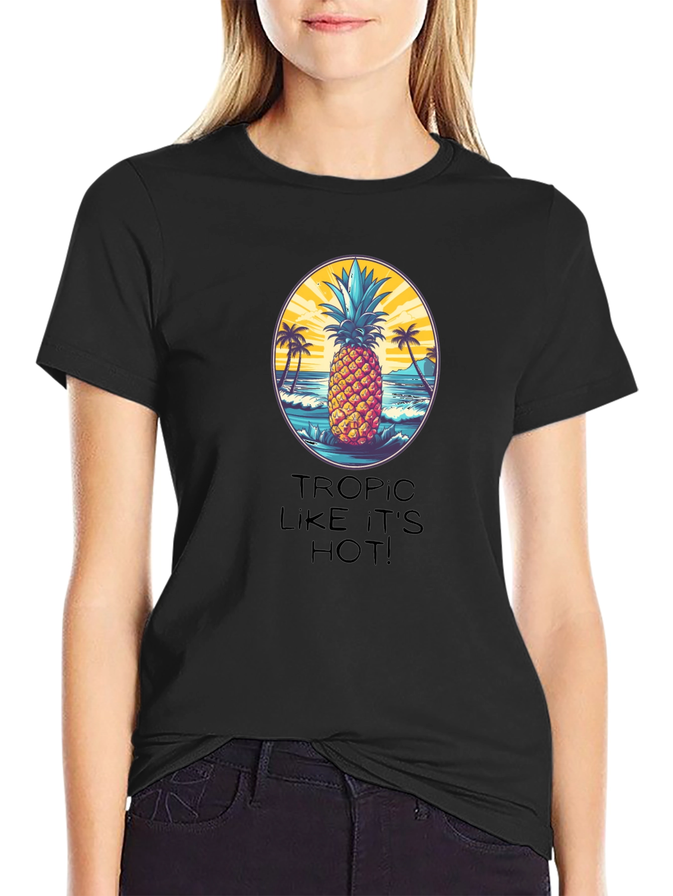 Tropical Pineapple Graphic T-Shirt - Beach Vibes