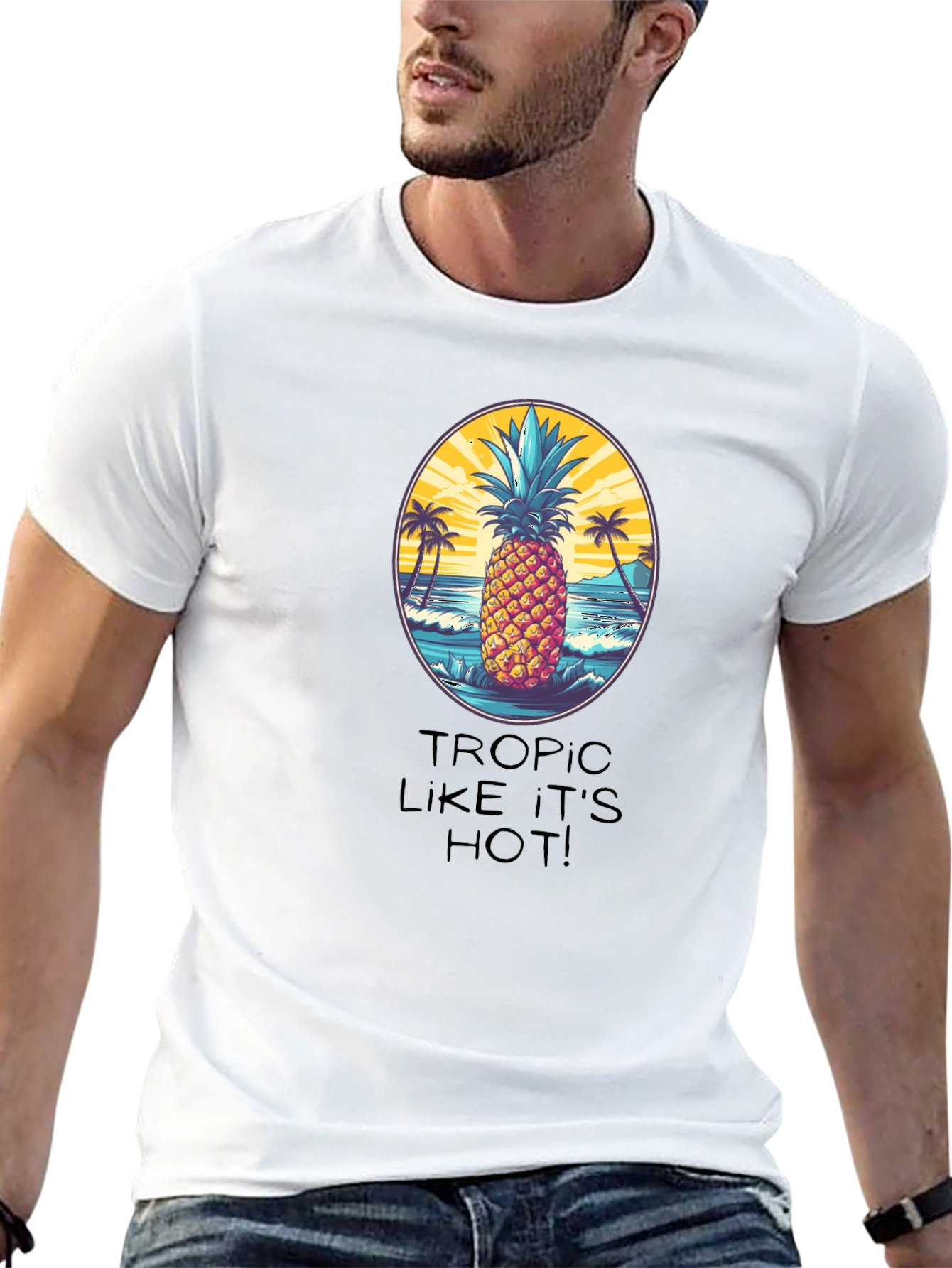 Tropical Pineapple Graphic T-Shirt - Beach Vibes