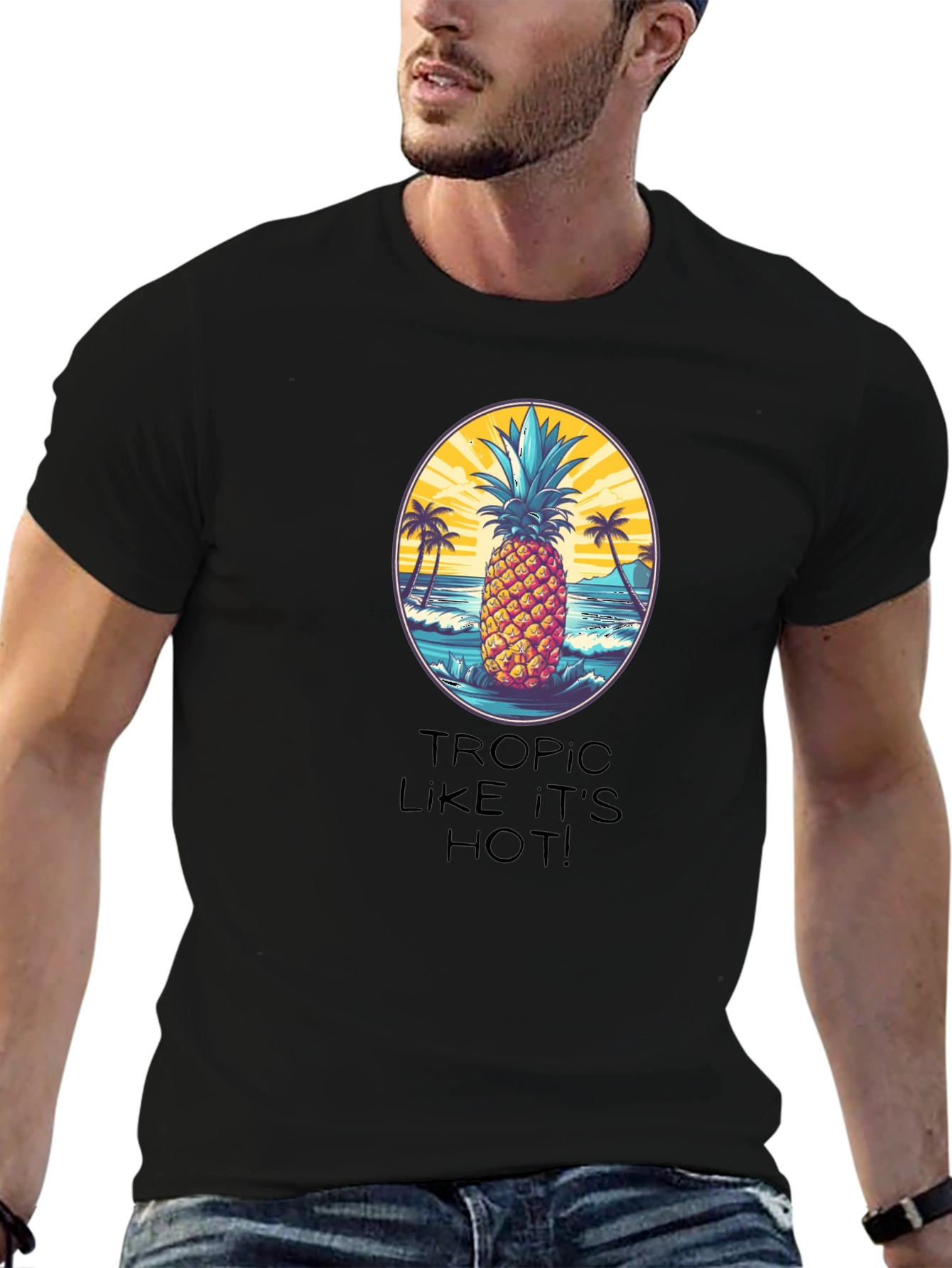Tropical Pineapple Graphic T-Shirt - Beach Vibes