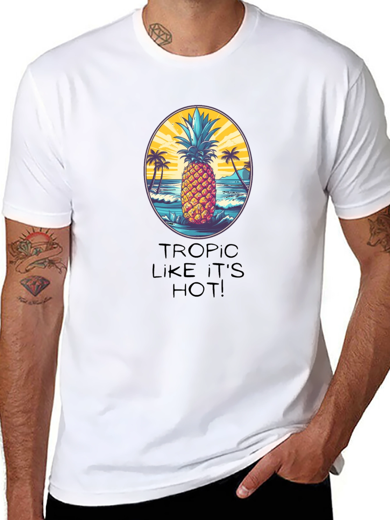 Tropical Pineapple Graphic T-Shirt - Beach Vibes