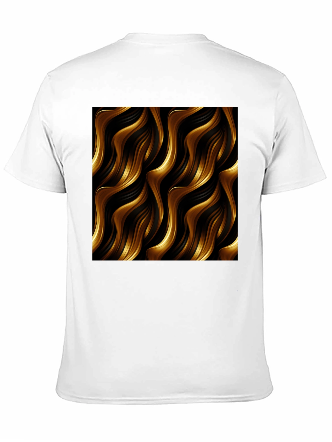 Stylish Black Tee with Abstract Gold Wave Design