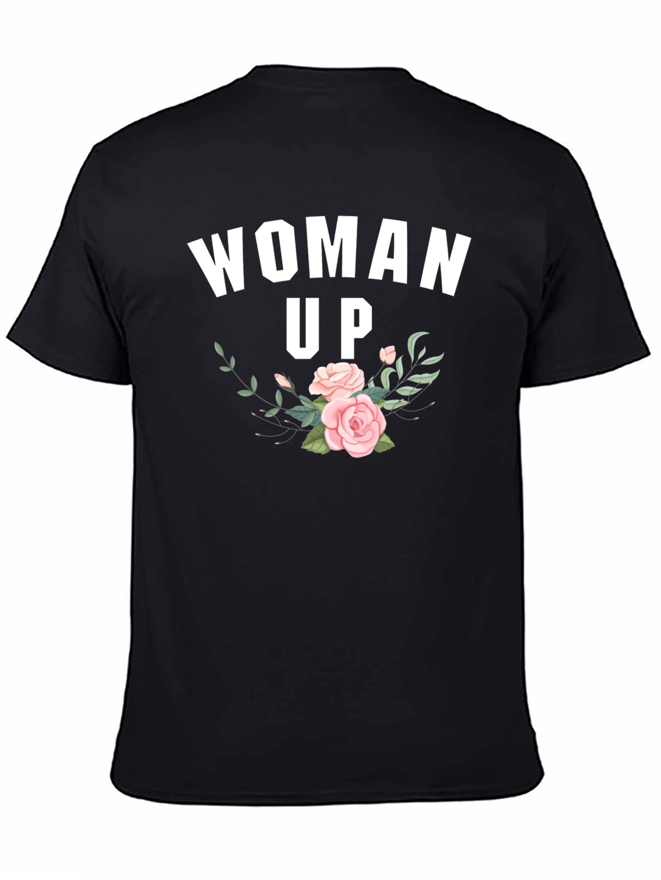 Woman Up Floral Graphic Black T-Shirt