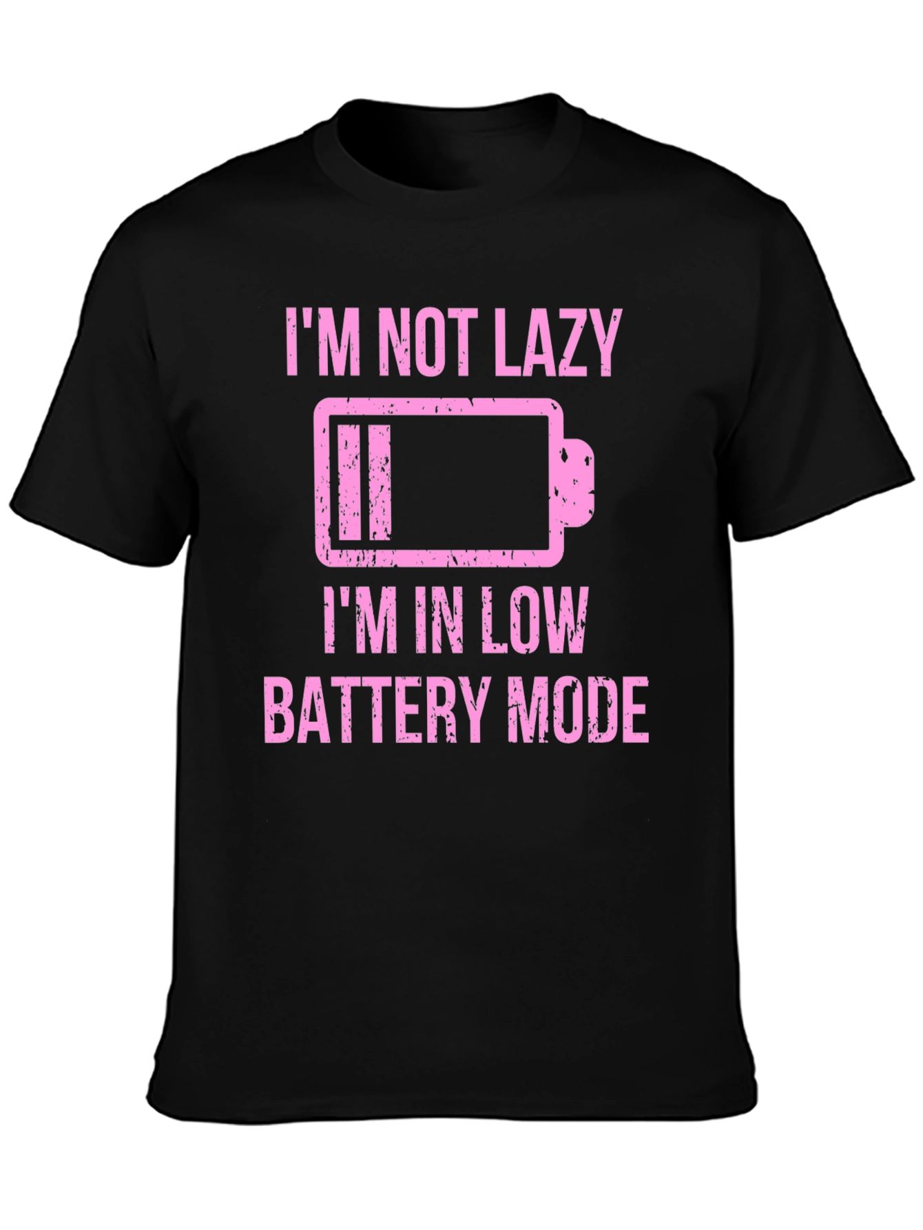 Funny Low Battery Mode Graphic Tee - Black