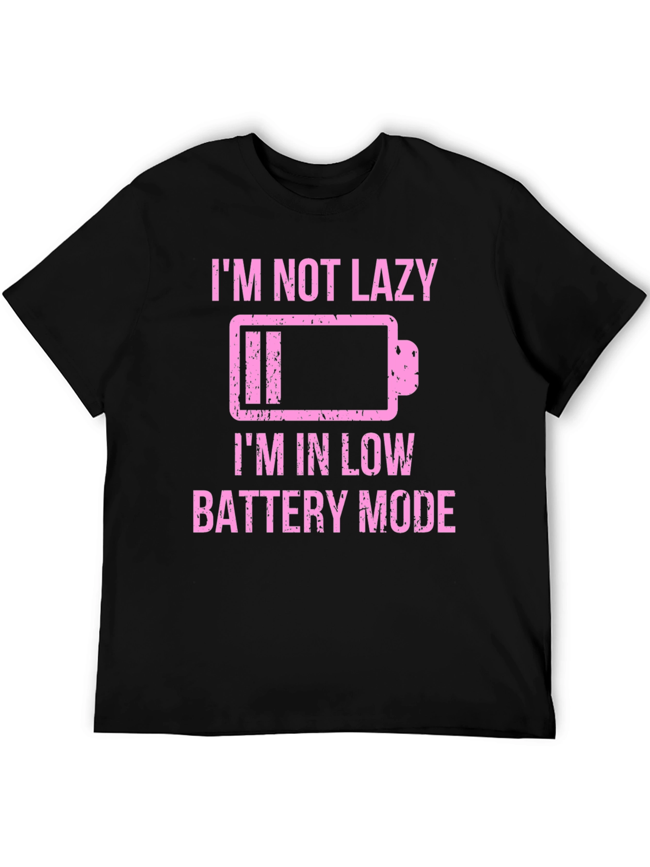 Funny Low Battery Mode Graphic Tee - Black