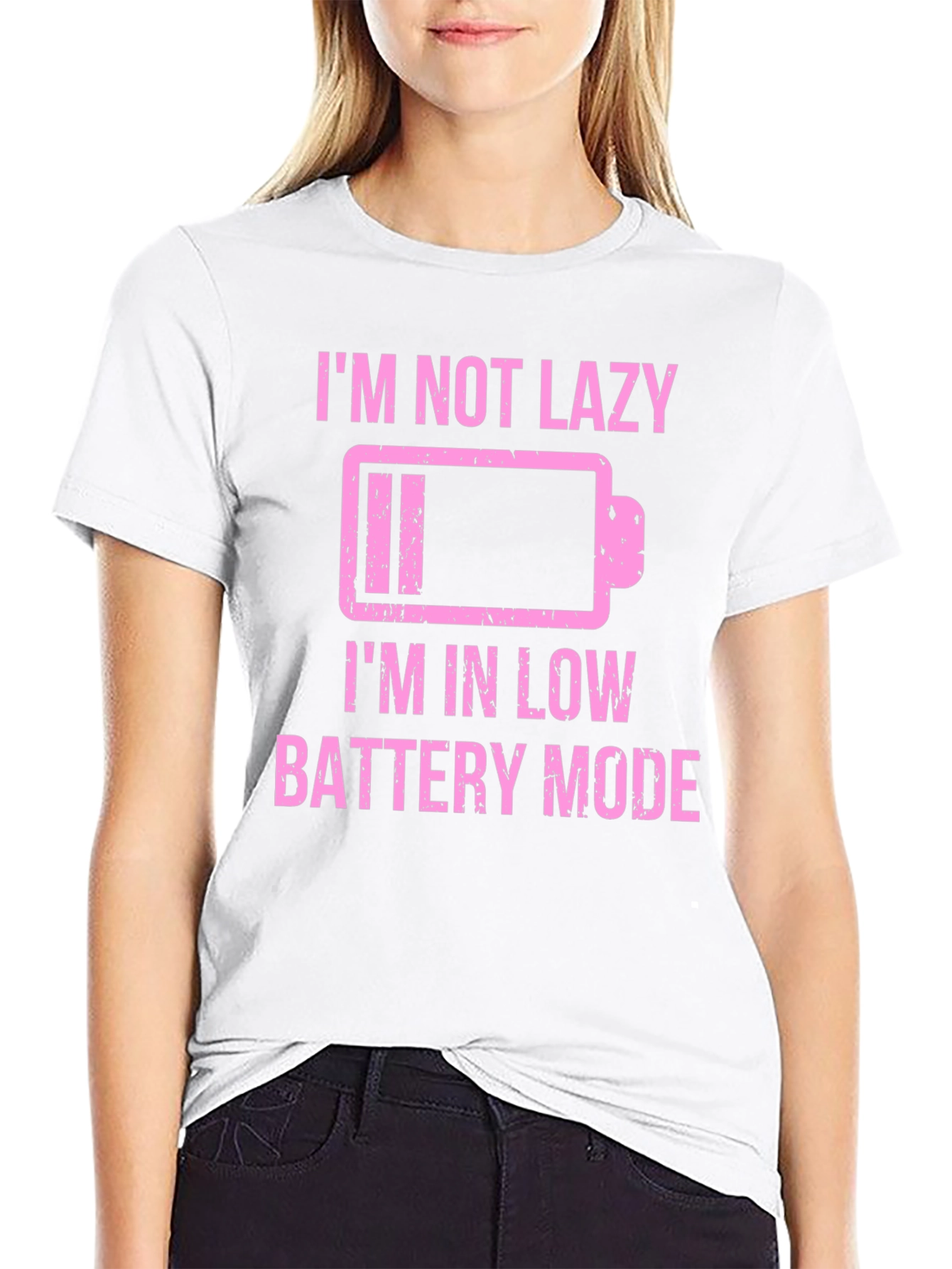 Funny Low Battery Mode Graphic Tee - Black