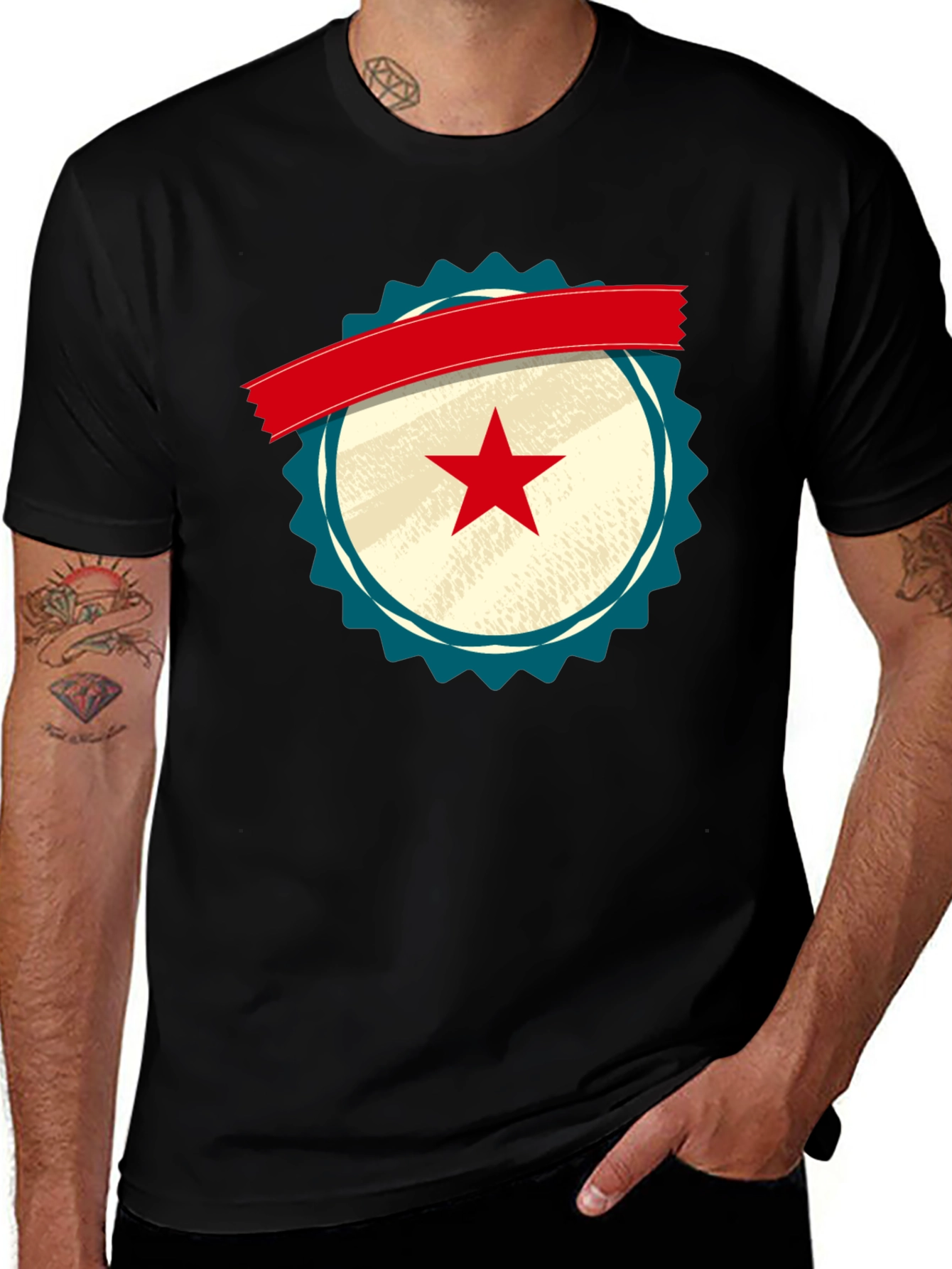 Retro Star Emblem Black T-Shirt