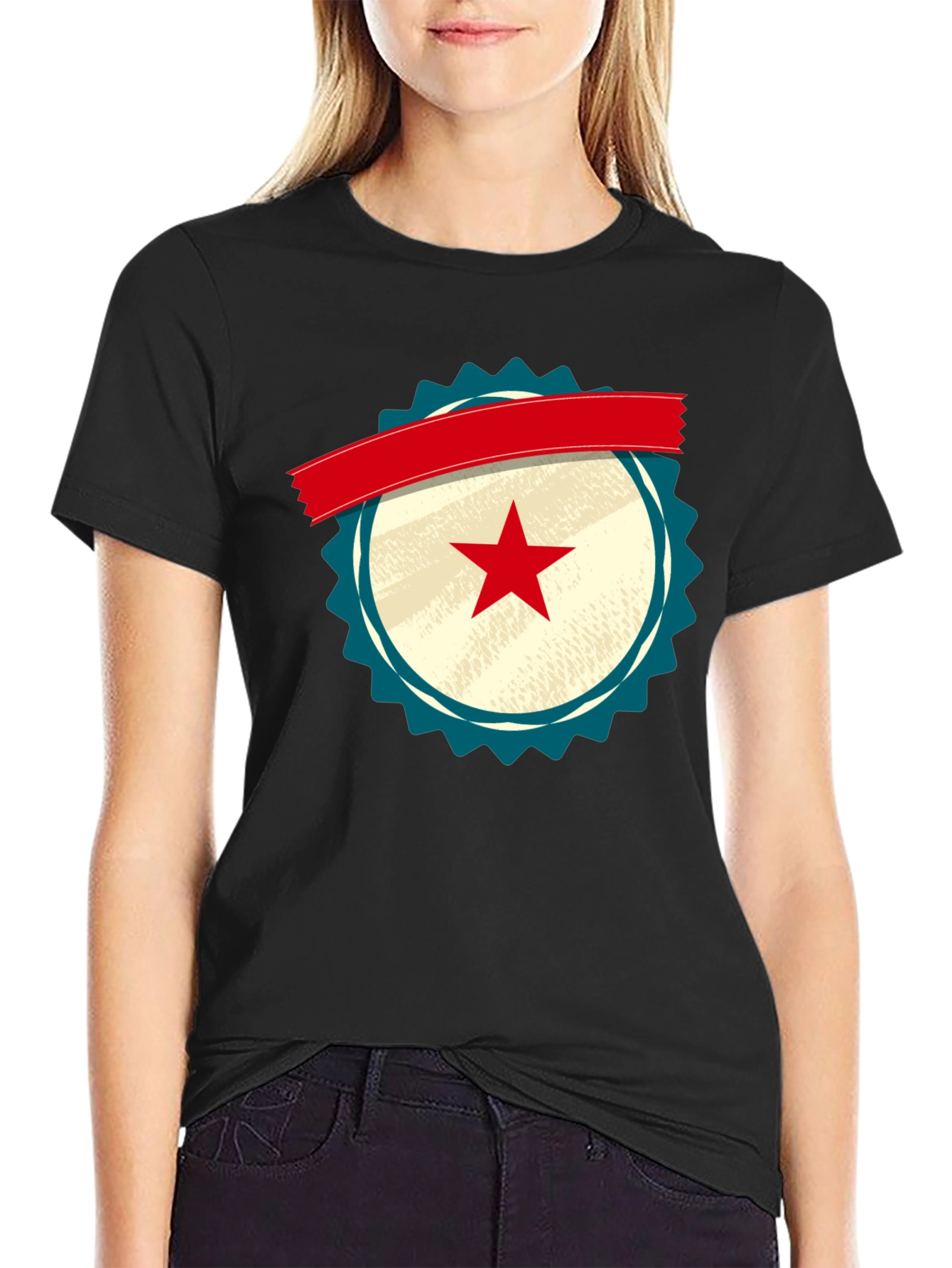 Retro Star Emblem Black T-Shirt