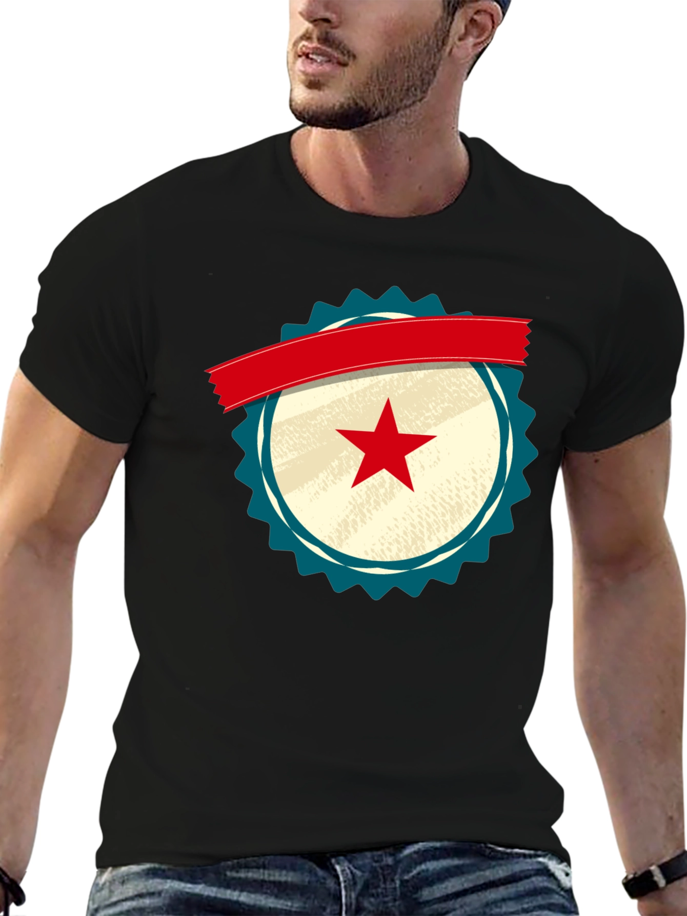 Retro Star Emblem Black T-Shirt