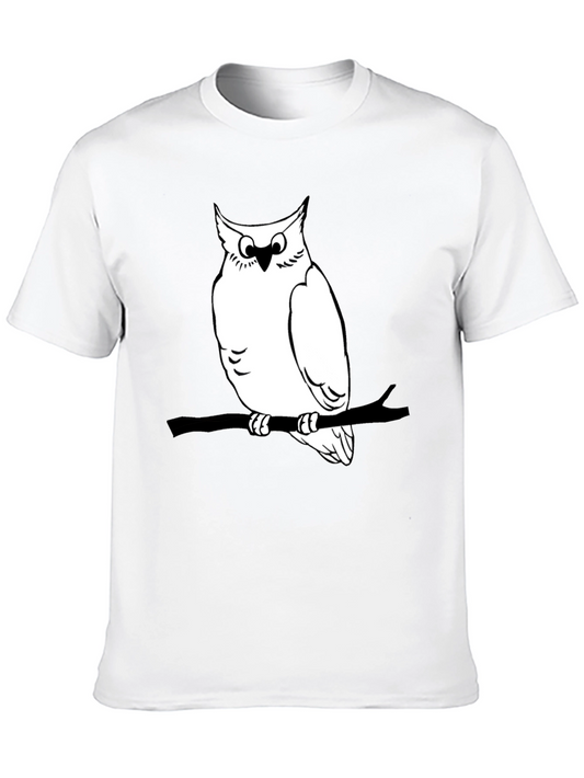 Owl Graphic Print Tee - Mens Black T-Shirt