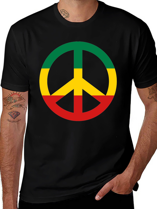 Rasta Peace Sign T-Shirt - Reggae Colors