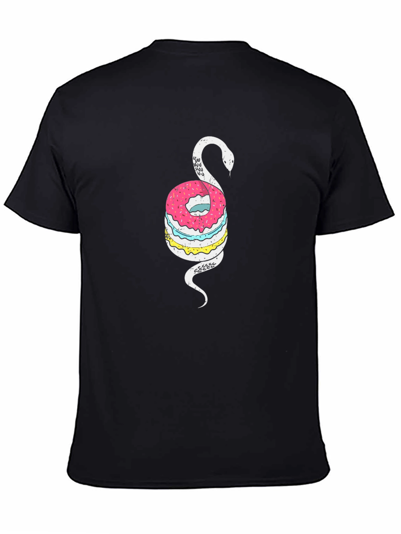 Donut Snake Graphic Tee - Quirky Black T-Shirt