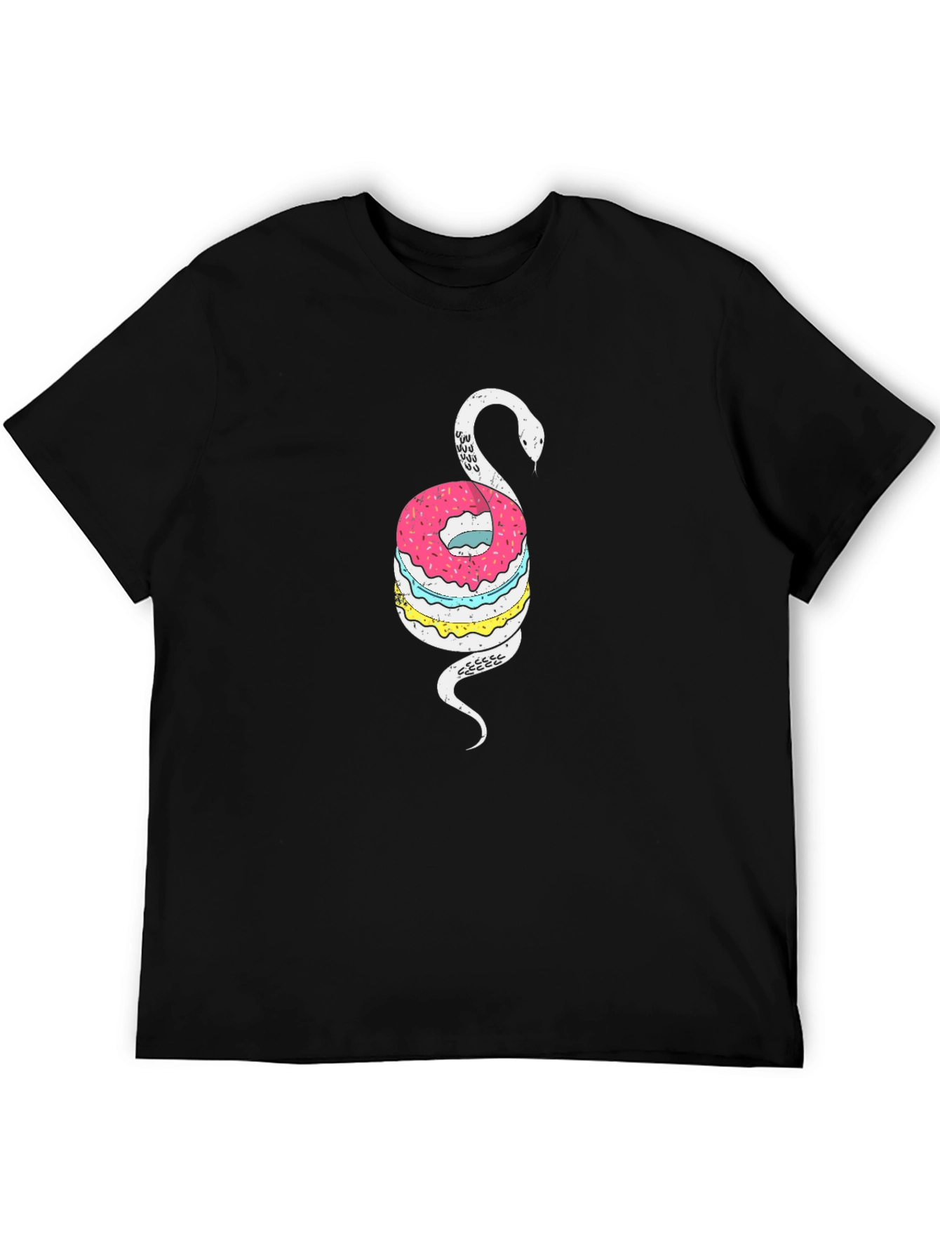 Donut Snake Graphic Tee - Quirky Black T-Shirt