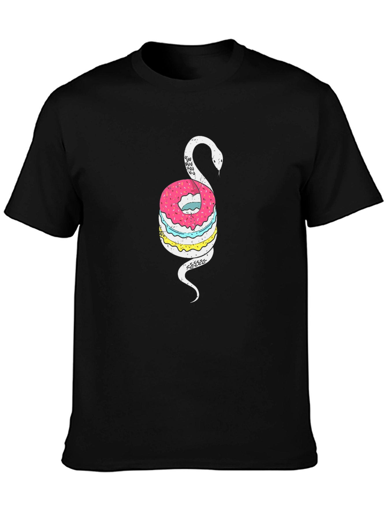 Donut Snake Graphic Tee - Quirky Black T-Shirt