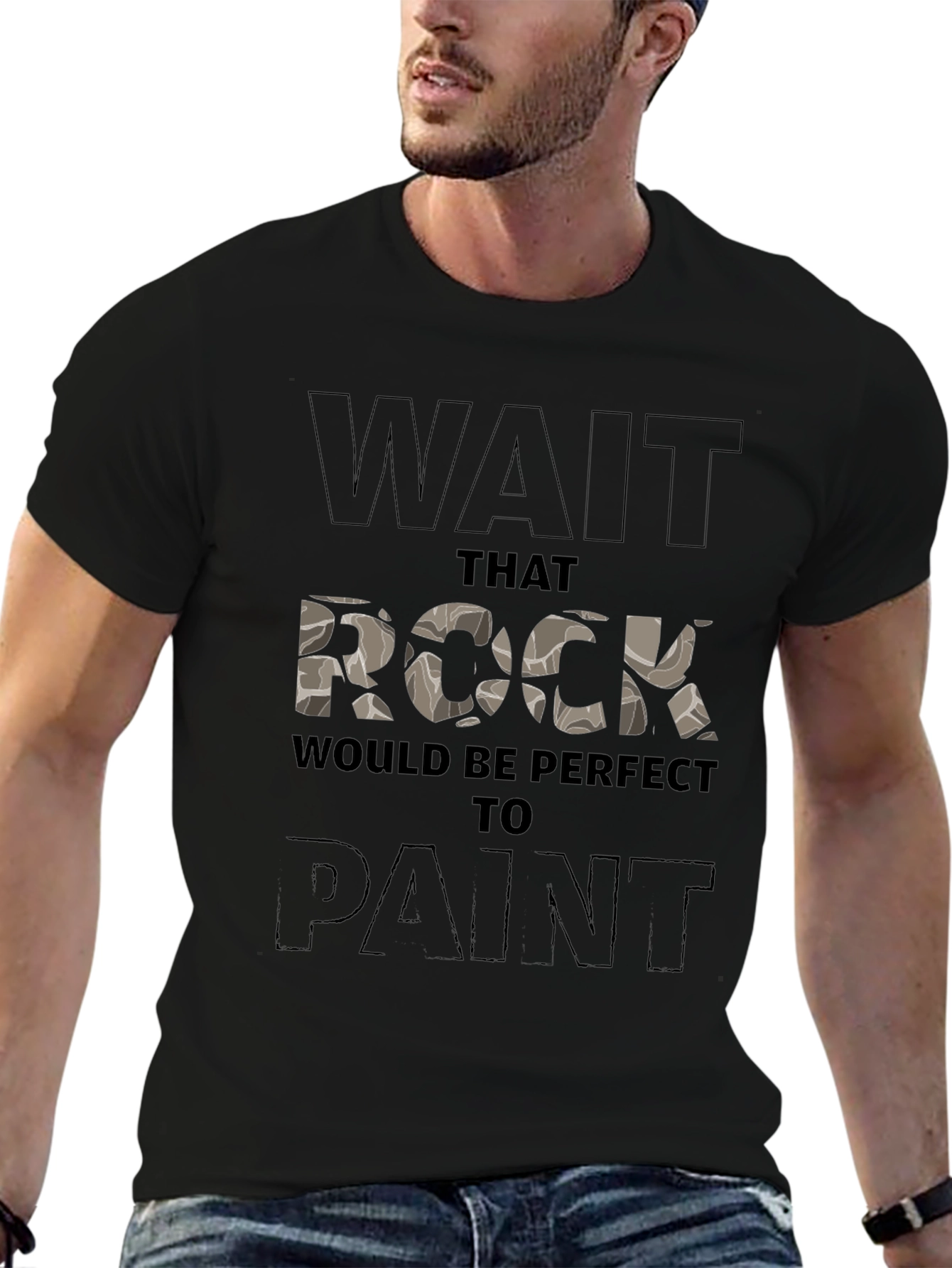Rock Painting T-Shirt - Novelty Graphic Tee