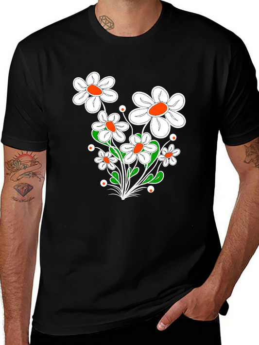 Floral Graphic Print Black T-Shirt