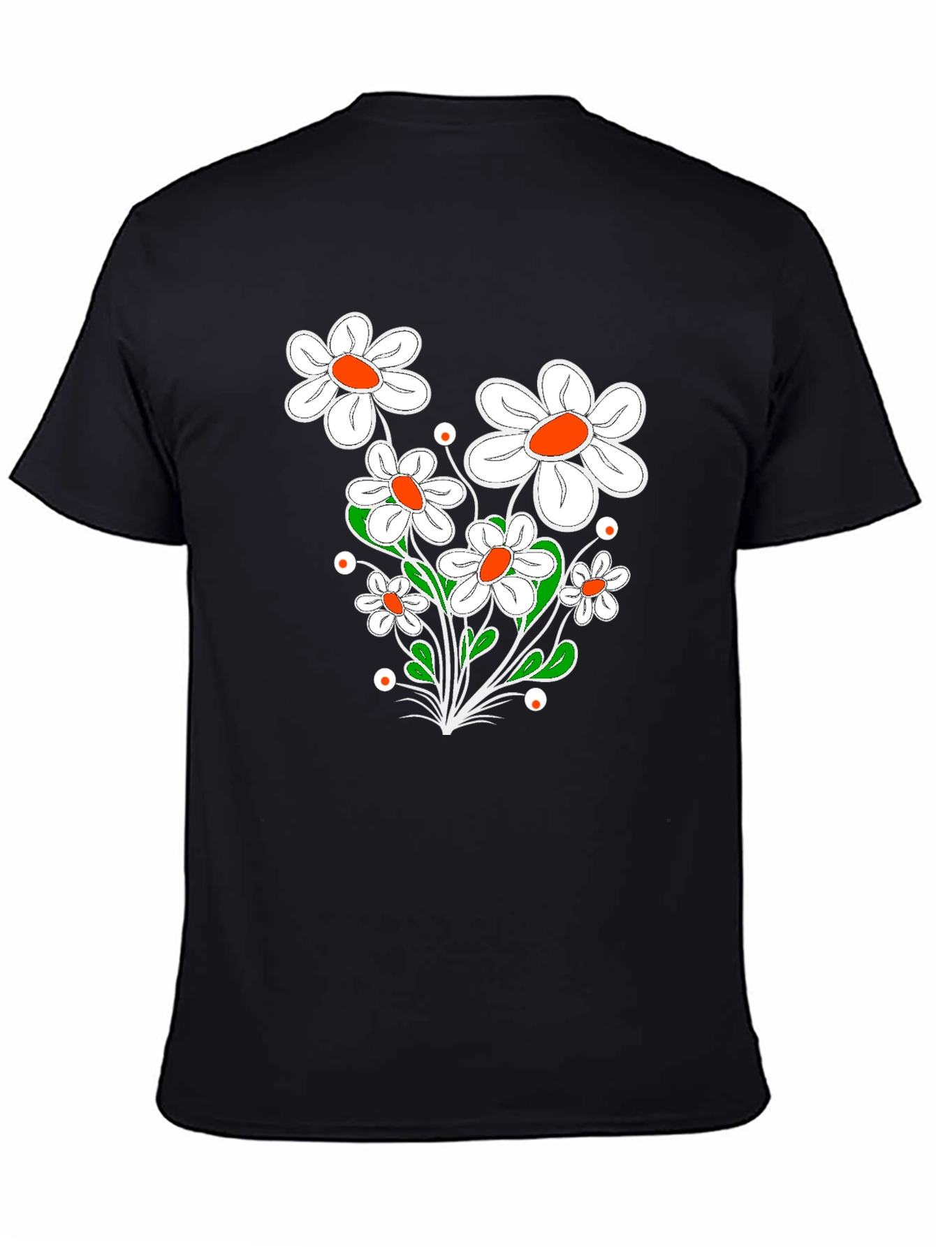 Floral Graphic Print Black T-Shirt