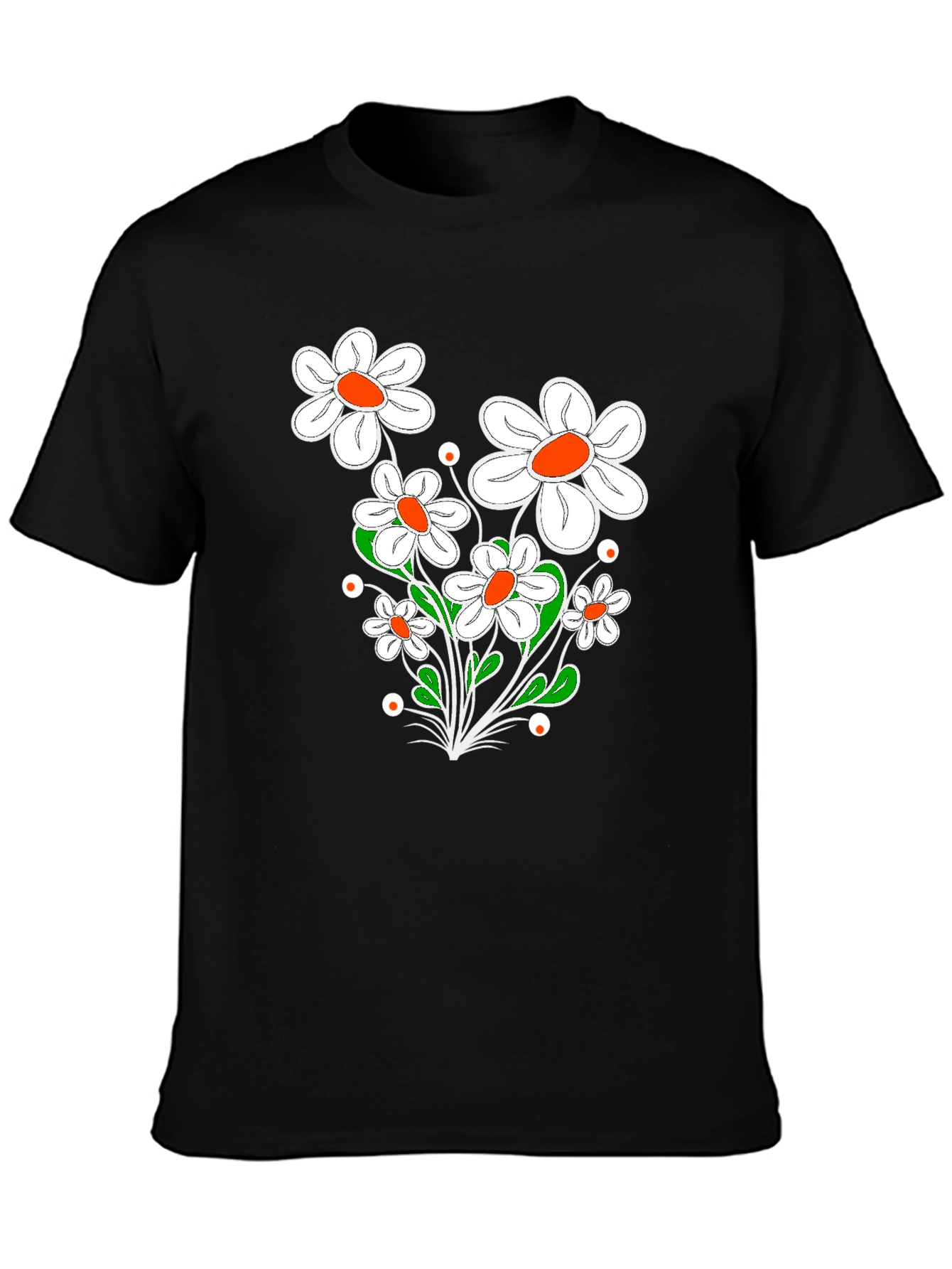 Floral Graphic Print Black T-Shirt