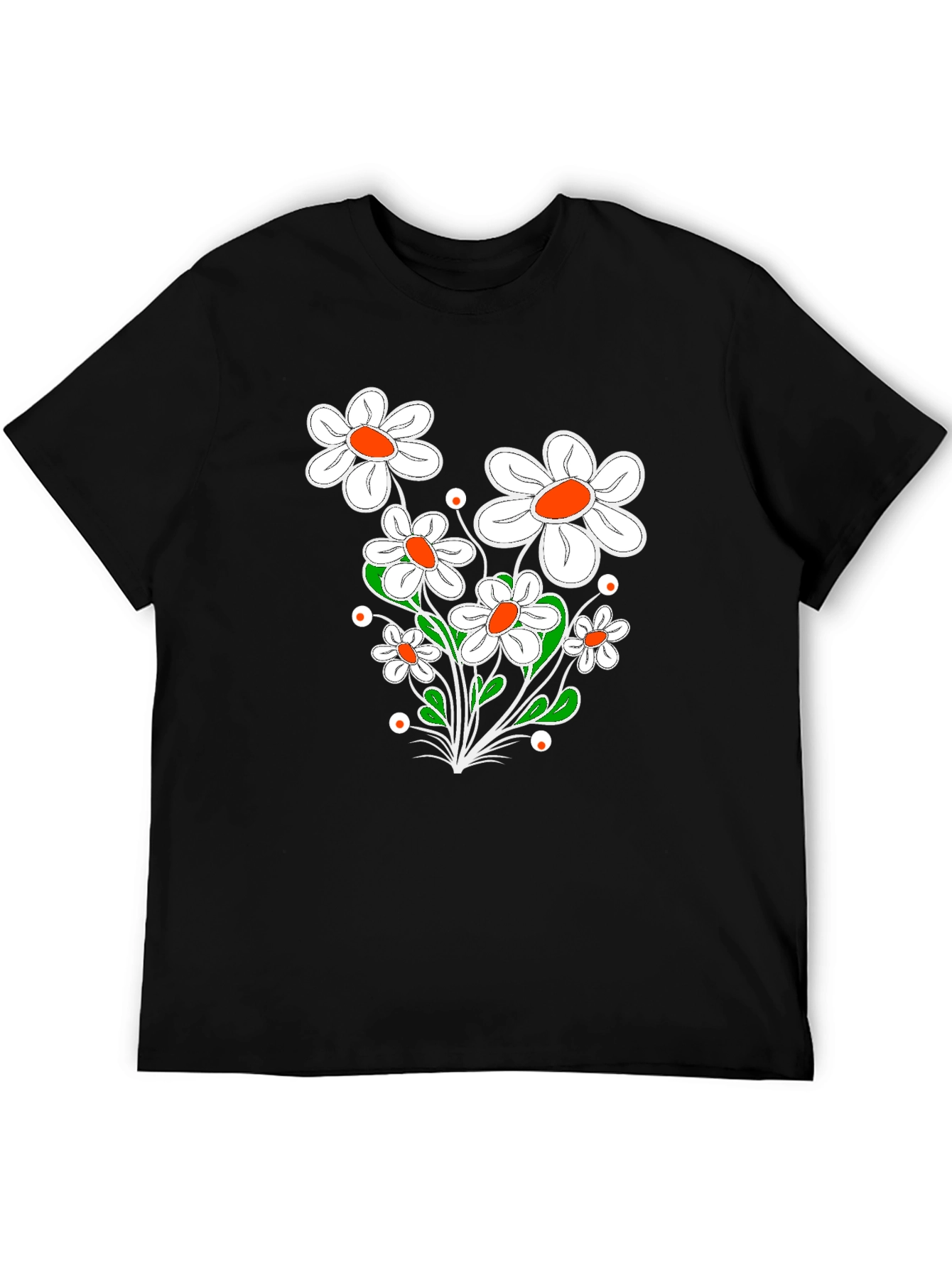 Floral Graphic Print Black T-Shirt
