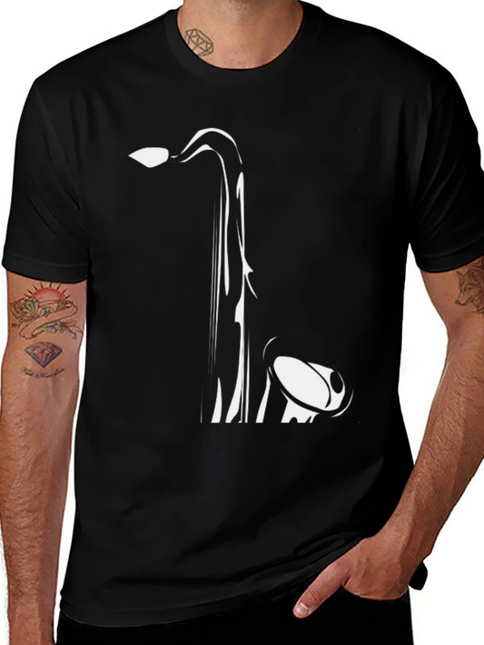 Saxophone Graphic Tee - Black Cotton Comfort