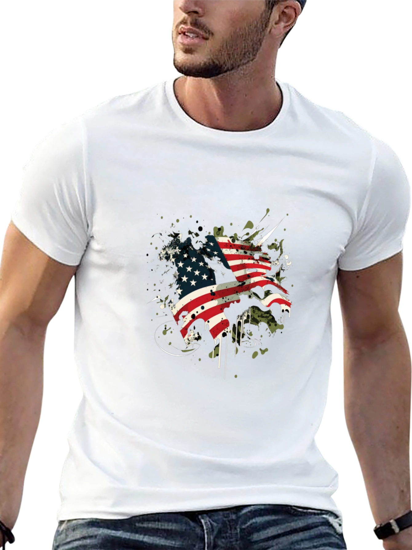 American Flag Graphic Black T-Shirt