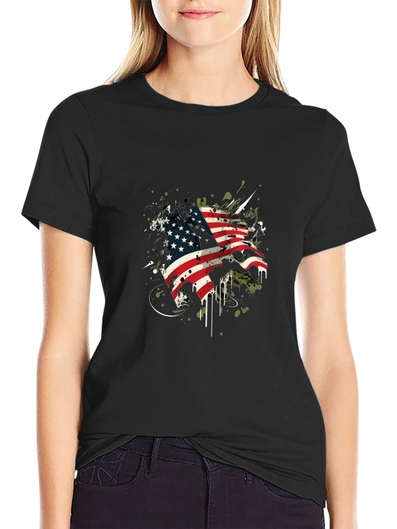 American Flag Graphic Black T-Shirt