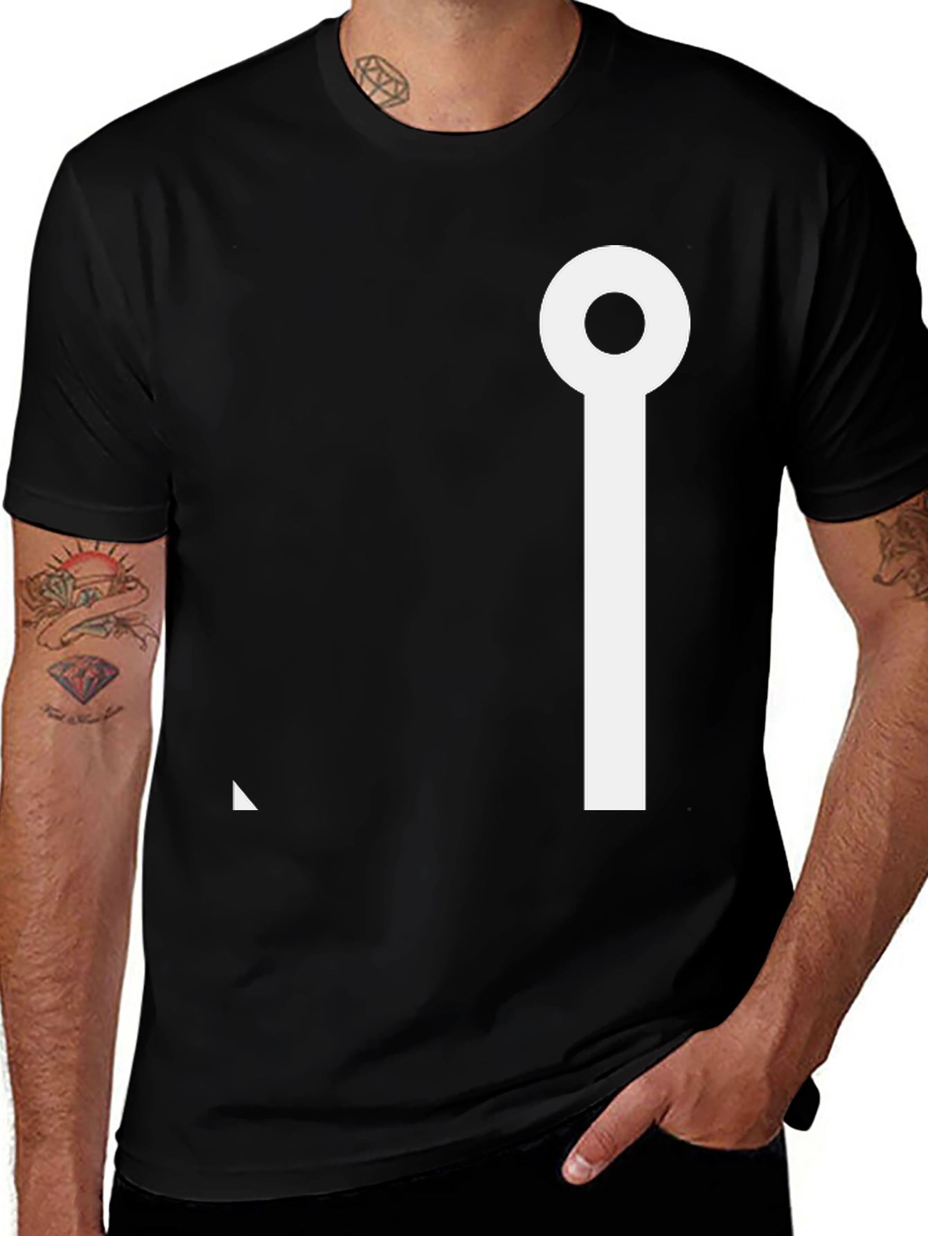 Minimalist Black T-Shirt with Abstract White Design