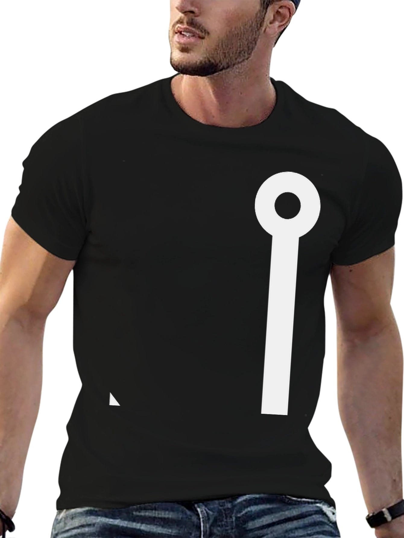 Minimalist Black T-Shirt with Abstract White Design
