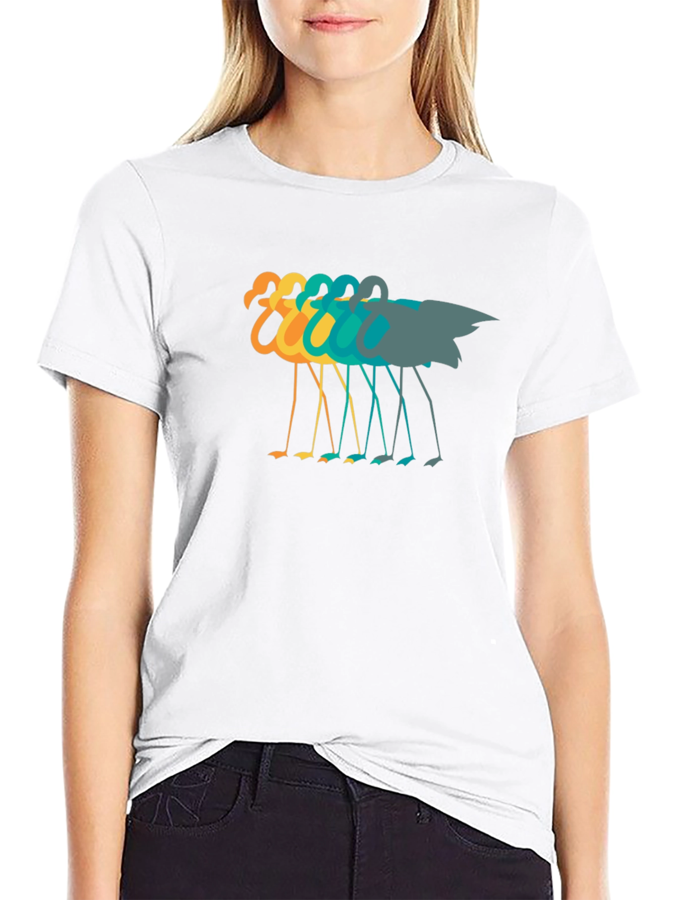 Retro Flamingo Graphic Tee - Black