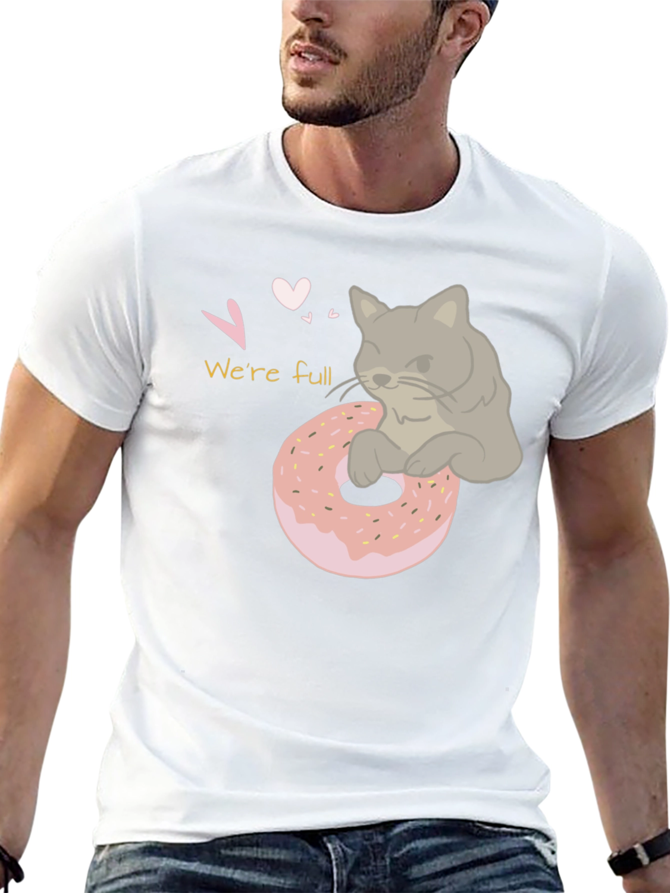 Were Full Cat & Donut Graphic T-Shirt