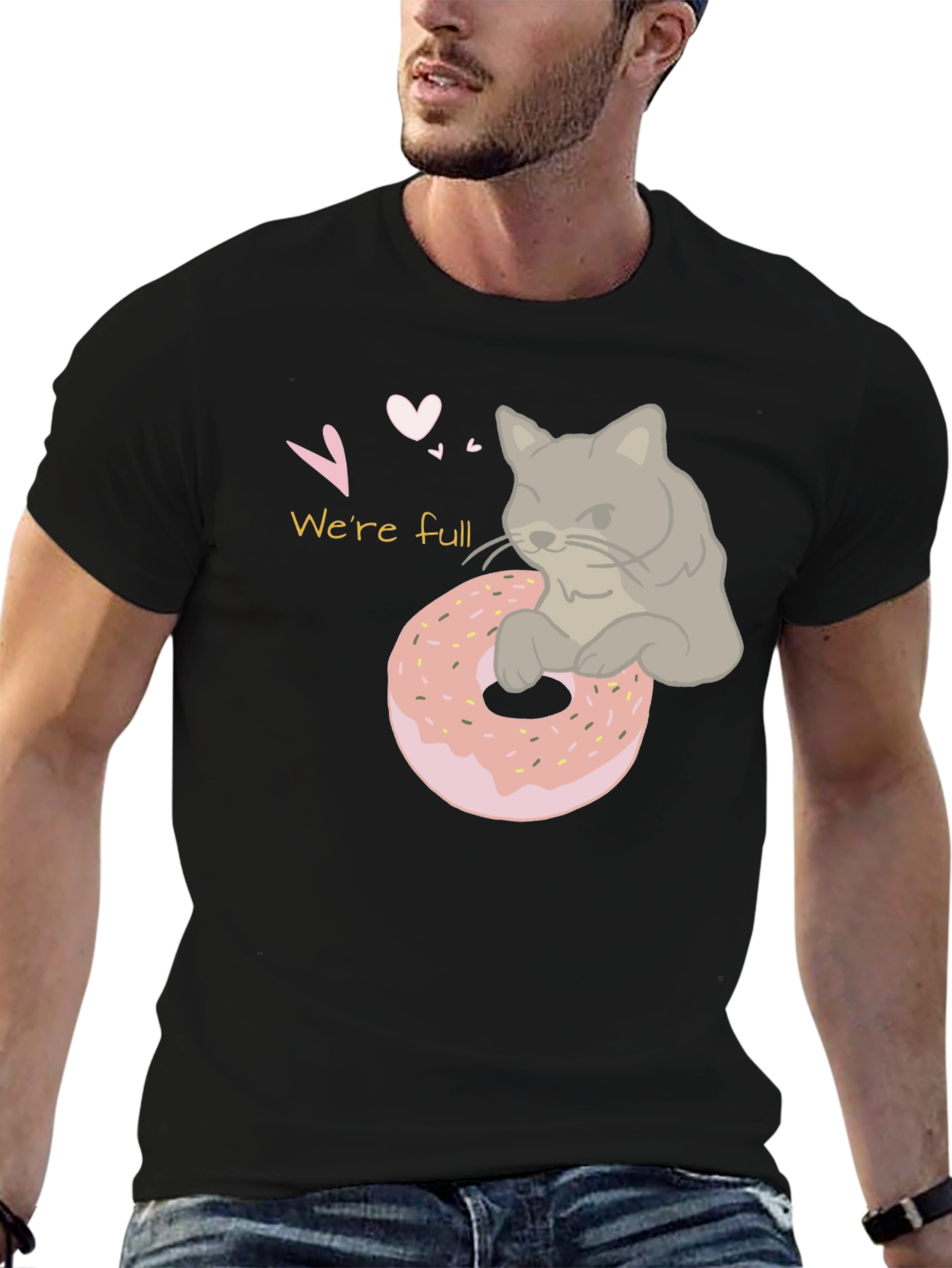 Were Full Cat & Donut Graphic T-Shirt