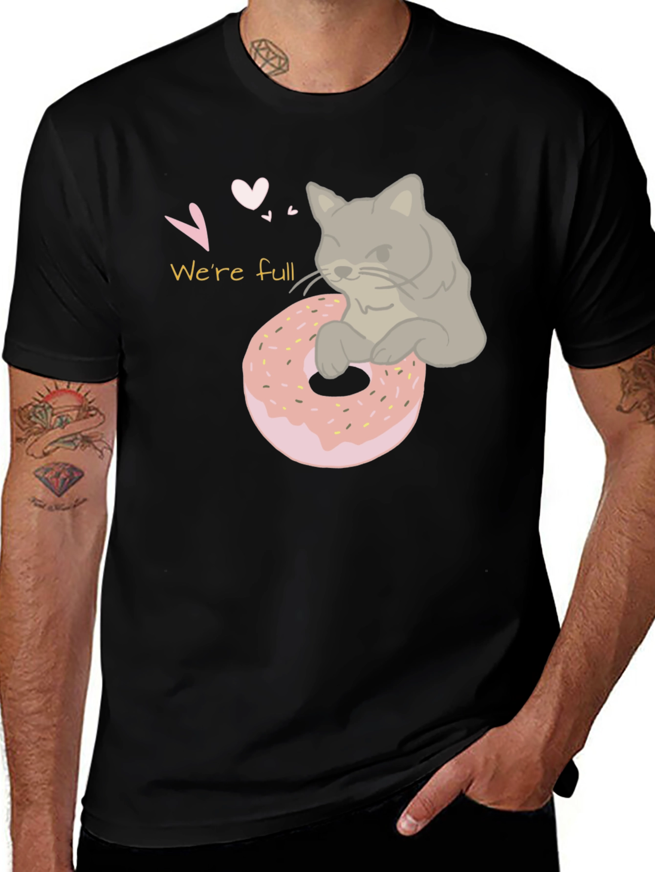 Were Full Cat & Donut Graphic T-Shirt