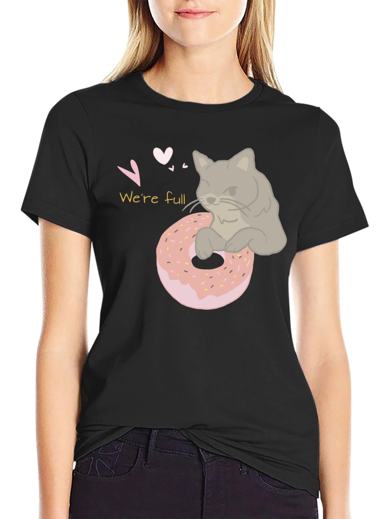 Were Full Cat & Donut Graphic T-Shirt