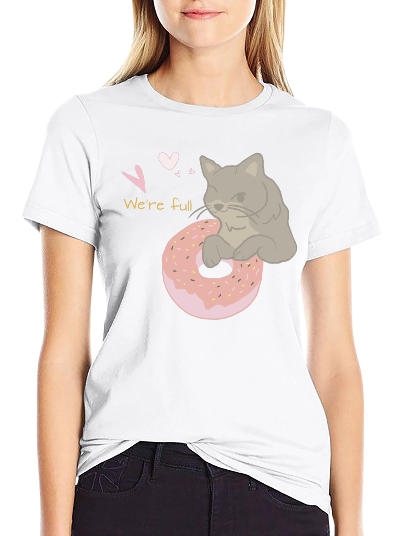 Were Full Cat & Donut Graphic T-Shirt