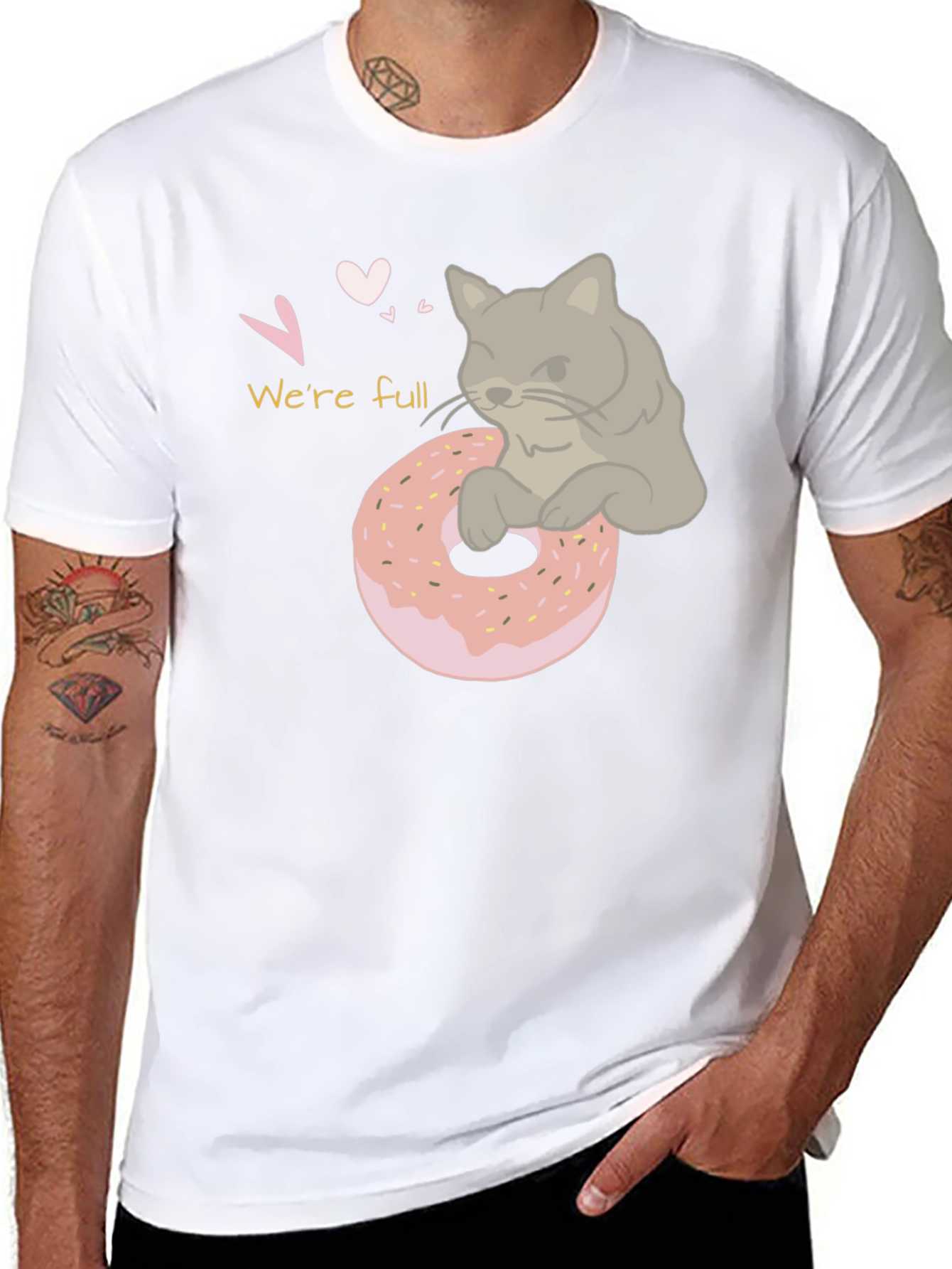Were Full Cat & Donut Graphic T-Shirt